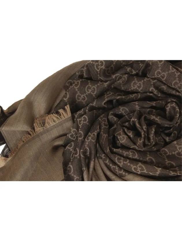 GG Jacquard Wool Silk Muffler Brown - GUCCI - BALAAN 5