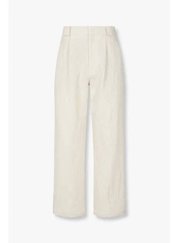 Men s One Tuck Linen Cotton Wrinkle Pants Ivory - EMPORIO ARMANI - BALAAN 1