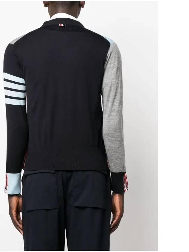 Men's Sustainable Classic Diagonal Wool Cardigan Light Blue - THOM BROWNE - BALAAN 6