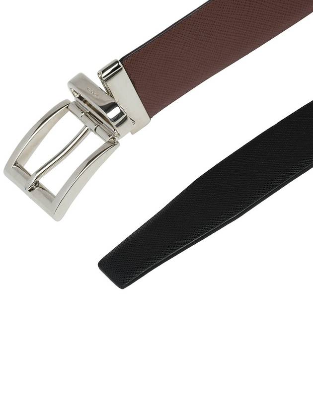 Two-Tone Reversible Saffiano Belt Black Brown - PRADA - BALAAN 3