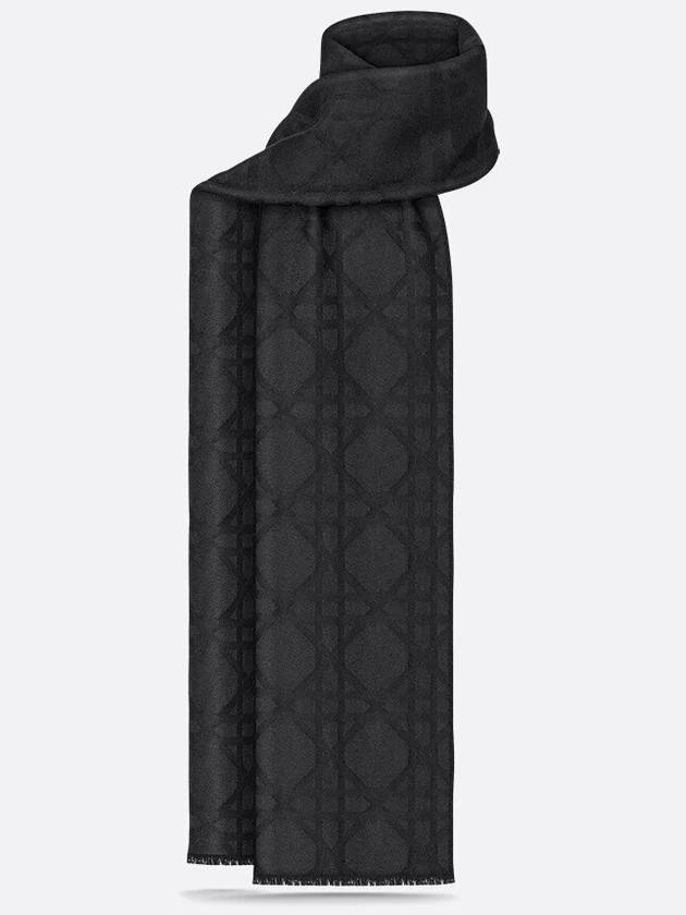 Cannage Scarf Black Cashmere - DIOR - BALAAN 1