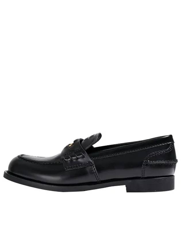 Brushed Leather Penny Loafers Black - MIU MIU - BALAAN 5