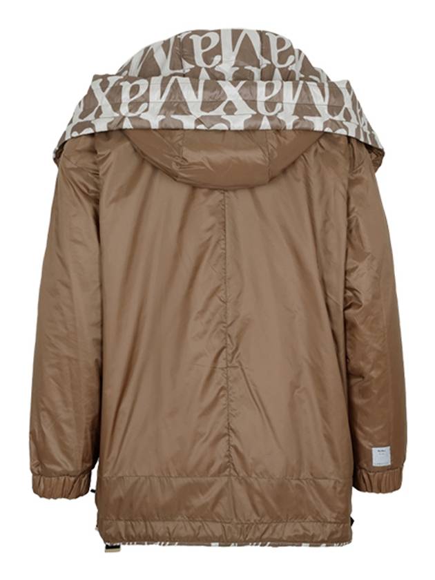 Reversible Logo Hooded Padded Jacket Brown - MAX MARA - BALAAN.