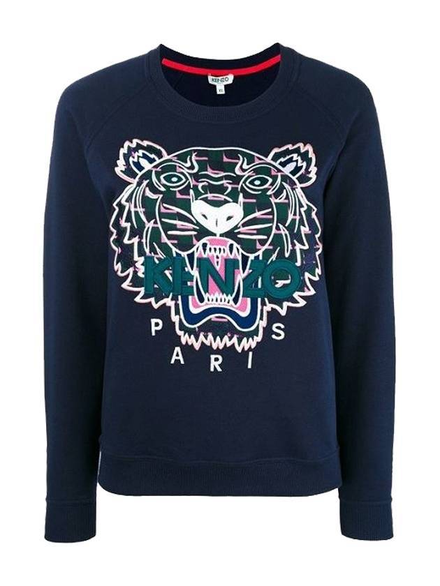 Tiger Embroidered Sweatshirt Navy - KENZO - BALAAN 1