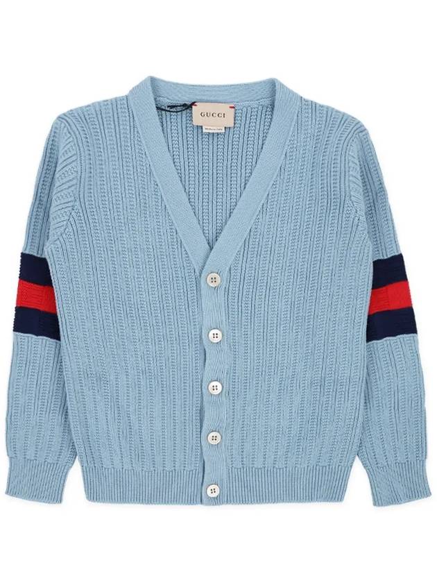 Kids Web Stripe Cardigan Sky - GUCCI - BALAAN 4