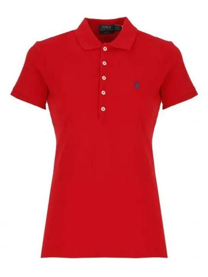 Women's Julie Embroidered Logo Short Sleeve Polo Shirt Red - POLO RALPH LAUREN - BALAAN 2