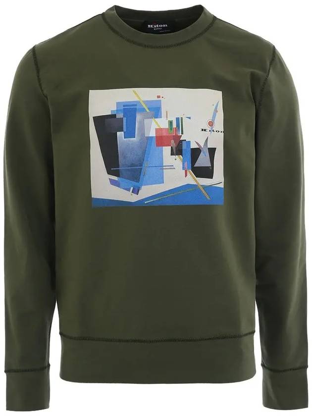 23SS UMK0265 KHAKI Geometric Print Khaki Sweatshirt - KITON - BALAAN 1