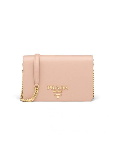 Saffiano Leather Metal Chain Mini Shoulder Bag Powder Pink - PRADA - BALAAN 1