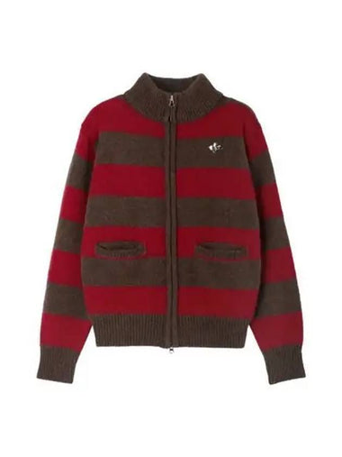 Striped knit zip up jacket brown - HERETIC - BALAAN 1