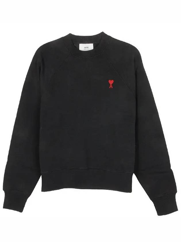 Mini heart embroidery sweatshirt black BFUSW005 747 001 - AMI - BALAAN 2