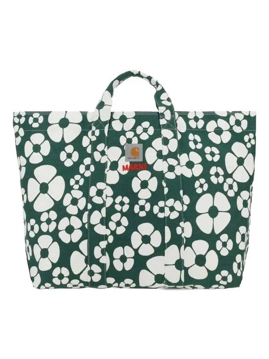 Carhartt Whip Flower Pattern Shopper Tote Bag Green - MARNI - BALAAN 1