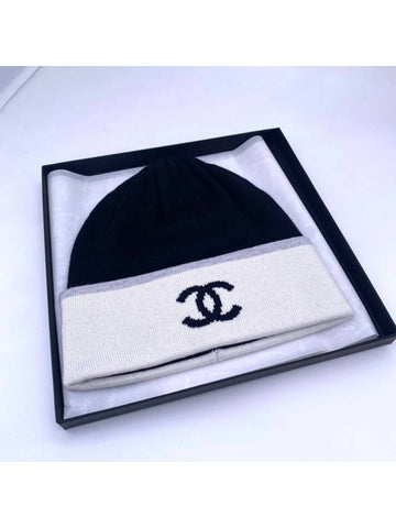 season CC logo cashmere beanie black white aaa629 - CHANEL - BALAAN 1