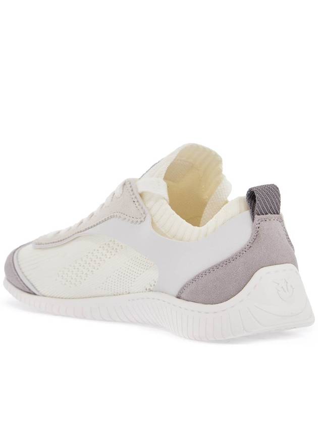 white latte knit fabric sneakers with light gray details - PINKO - BALAAN 3