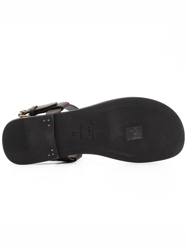 Men's Cassandra Strap Leather Sandals Brown - SAINT LAURENT - BALAAN 7