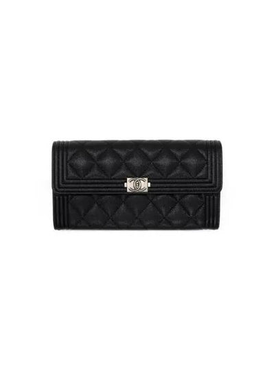 Boy Silver Long Flap Caviar Long Wallet Black - CHANEL - BALAAN 2