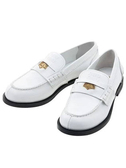 Brushed Leather Penny Loafers White - MIU MIU - BALAAN 2