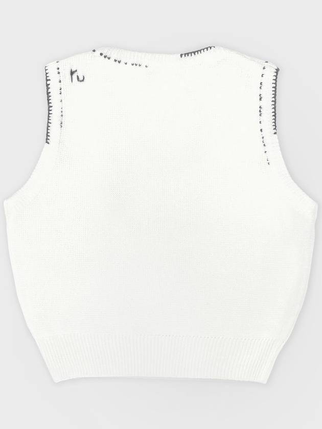 Linen Knit Vest Stitched by Hand IVORY women s top - RUBATI - BALAAN 3