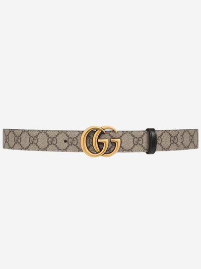 GG Marmont Supreme Canvas Leather Reversible Belt Beige Black - GUCCI - BALAAN 2