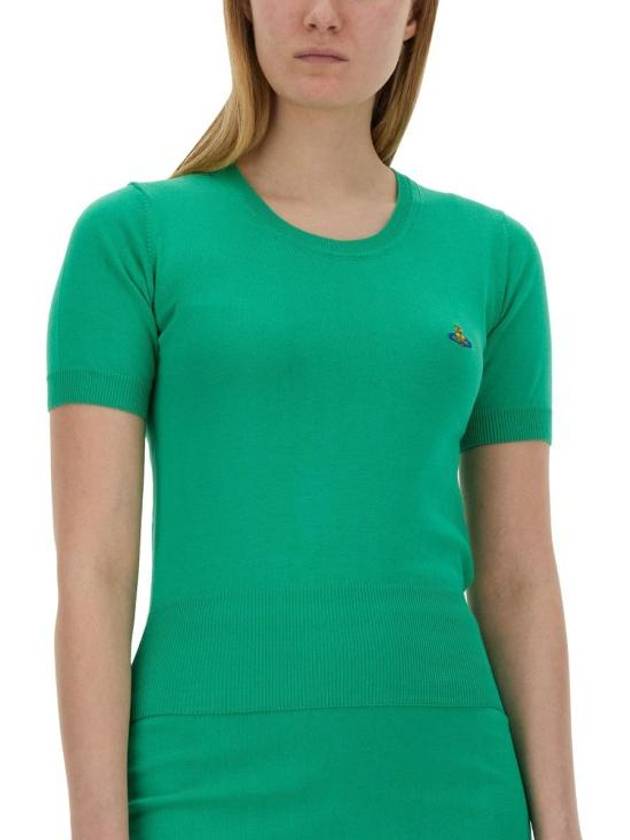 Bea Embroidery Logo Knit Top Green - VIVIENNE WESTWOOD - BALAAN 5