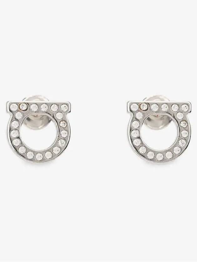 Gancini Crystal Small Earrings Silver - SALVATORE FERRAGAMO - BALAAN 3