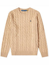 Embroidery Logo Cable Knit Top Brown - POLO RALPH LAUREN - BALAAN 2