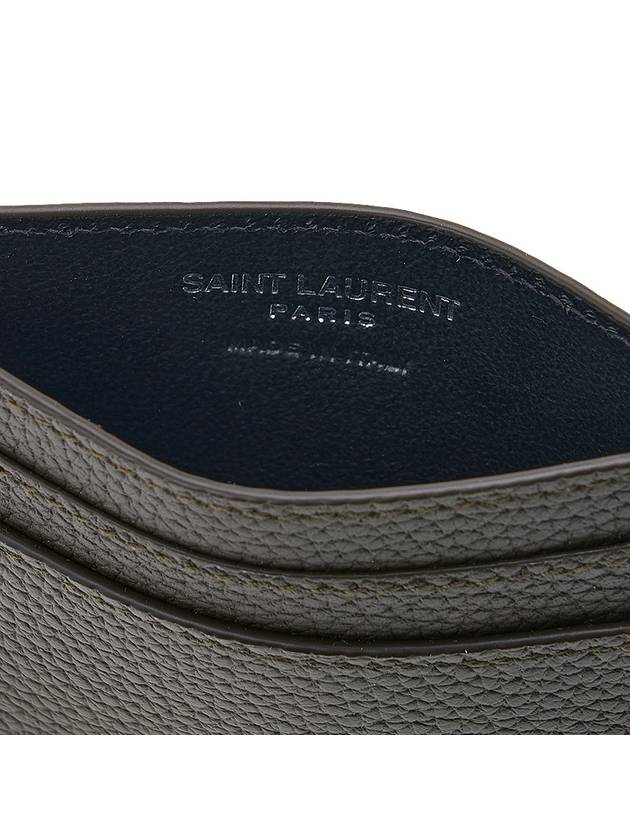 Casandre Small Grain Leather Card Wallet Dark Khaki - SAINT LAURENT - BALAAN 10