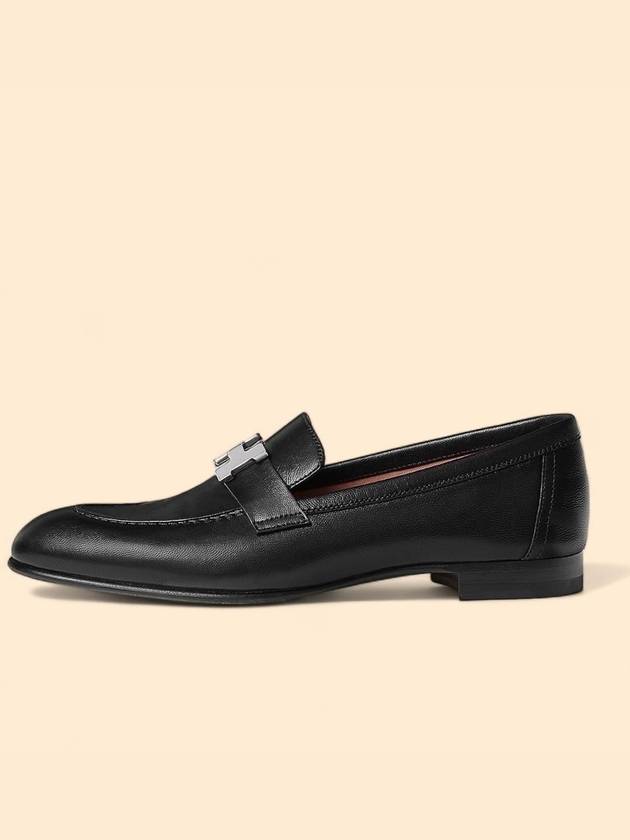 Logo Paris loafer black silver engraving women - HERMES - BALAAN 5