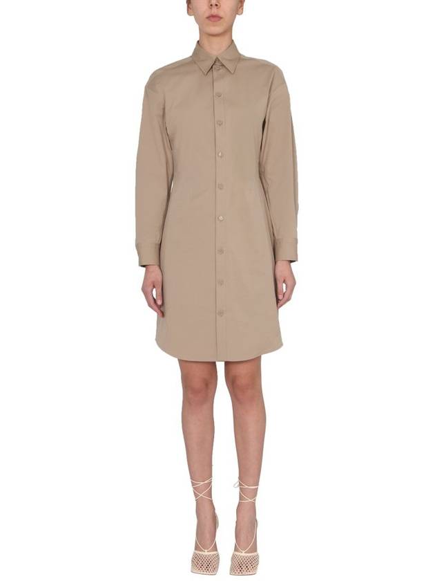 Button Up Shirt Midi Dress Beige - BOTTEGA VENETA - BALAAN 2