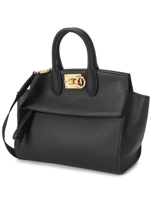 Studio Soft Top Handle Tote Bag Black - SALVATORE FERRAGAMO - BALAAN 4