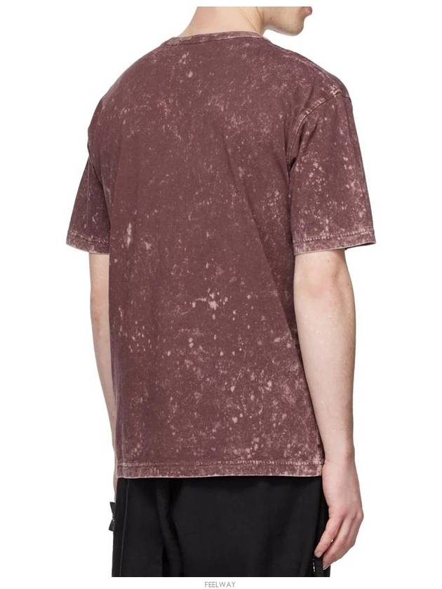 Men's Off Tie Dye Logo Short Sleeve T-Shirt Burgundy - STONE ISLAND - BALAAN 5