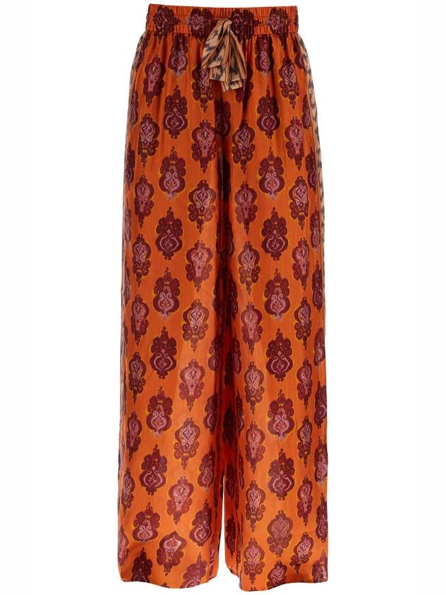 high waist wide leg ikat print silk pants orange - ZIMMERMANN - BALAAN 1