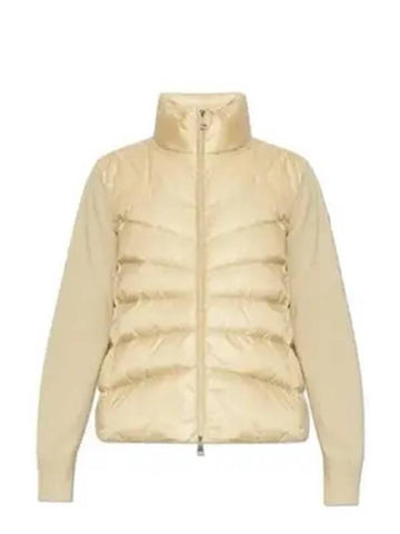 Women's Padded Wool Cardigan Beige - MONCLER - BALAAN 1