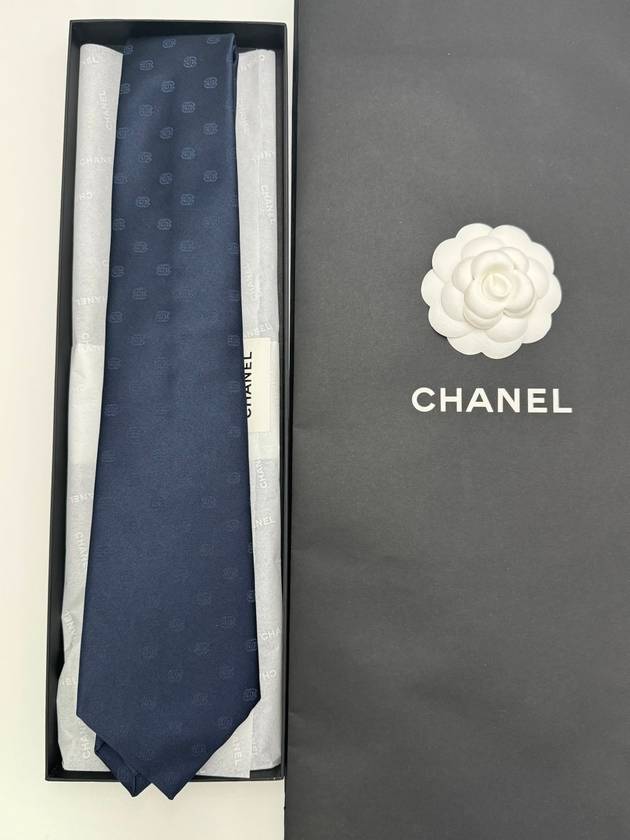 CC logo 24A season tie silk navy AAA134 - CHANEL - BALAAN 6