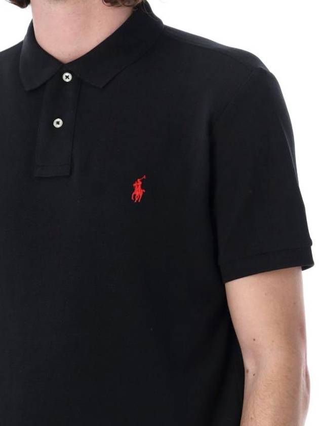 Men's Red Embroidered Logo Polo Shirt Black - POLO RALPH LAUREN - BALAAN 4