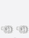 Claire D Lune Finish Metal White Crystal Earrings Silver - DIOR - BALAAN 3