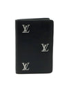 Black Grain Calfskin Silver LV Logo Pocket Organizer Card Holder M83192 - LOUIS VUITTON - BALAAN 1