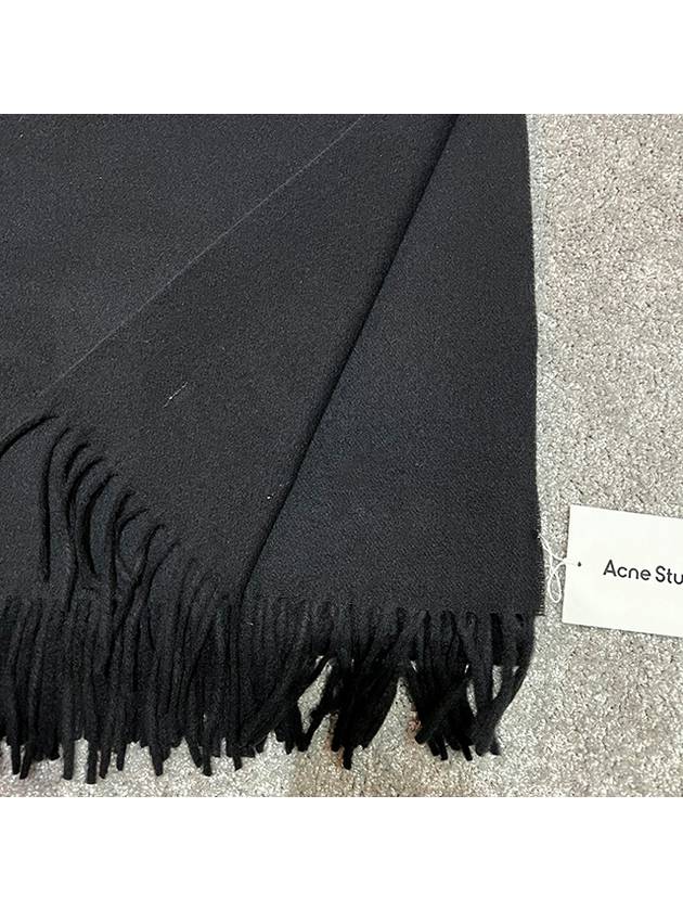 Logo Wool Fringe Scarf Black - ACNE STUDIOS - BALAAN 5