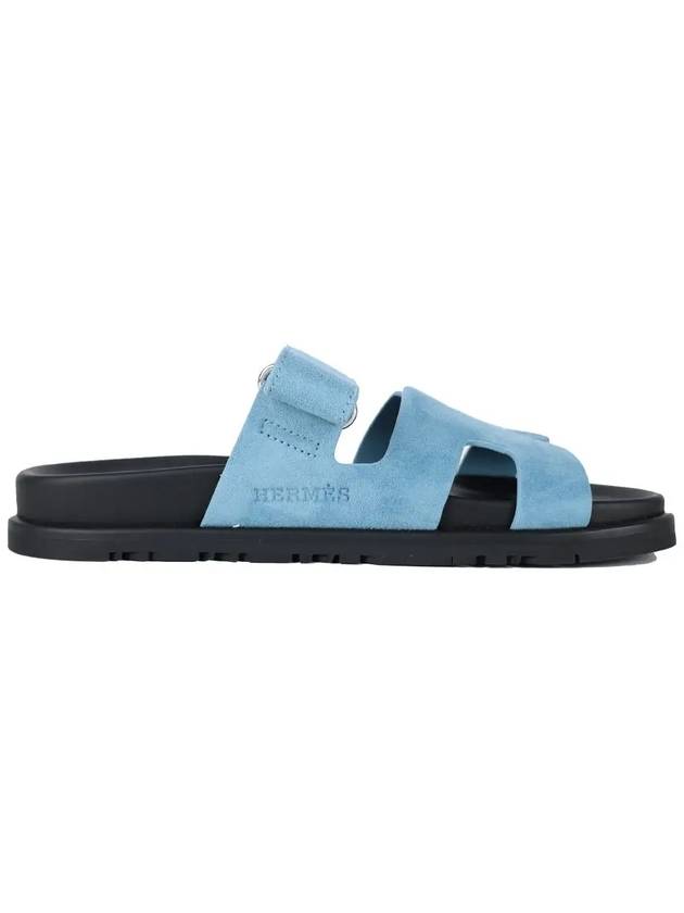 Chypre Suede Goatskin Sandals Blue Mineral - HERMES - BALAAN 3