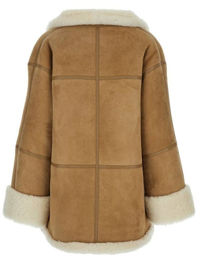 Beige Shearling Jacket With Fur Trims In Leather And Fur Woman - TOTEME - BALAAN 2