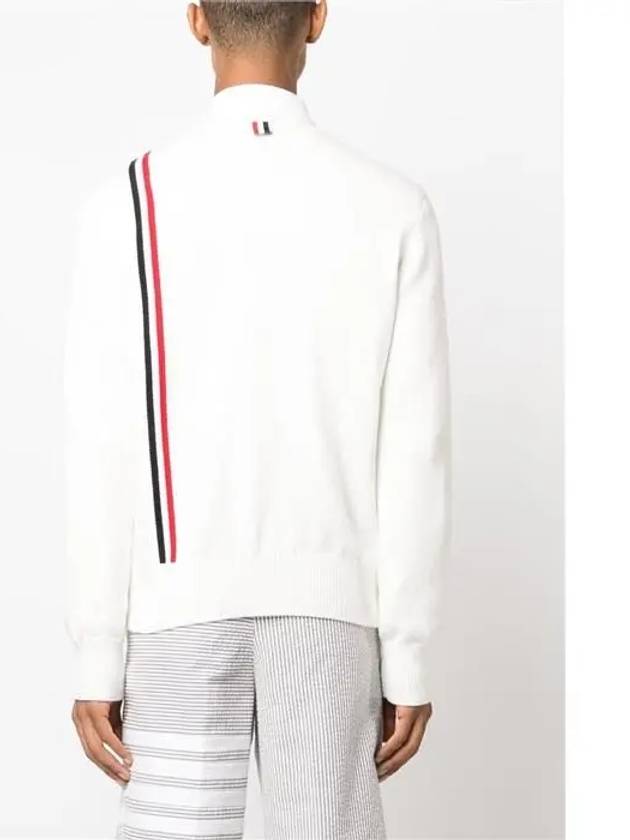 RWB Striped Intarsia Cotton Cardigan White - THOM BROWNE - BALAAN 5