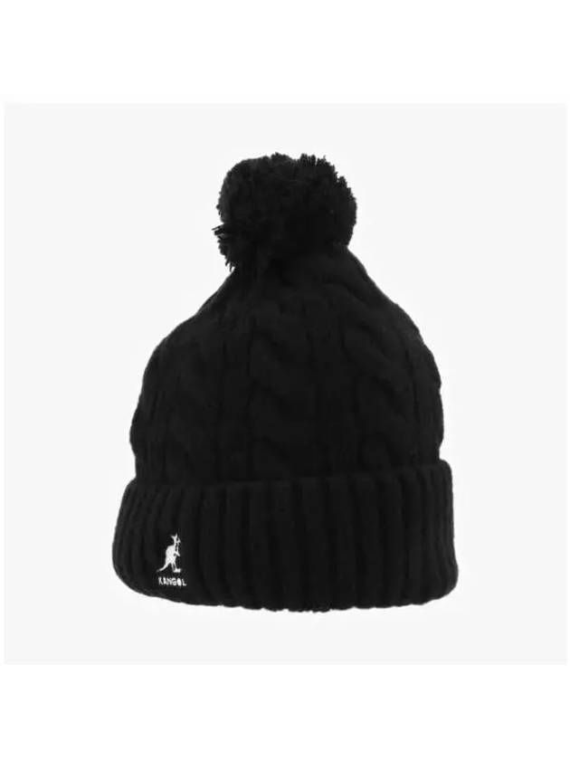 K4460SM BLACK cable knit pom beanie - KANGOL - BALAAN 3