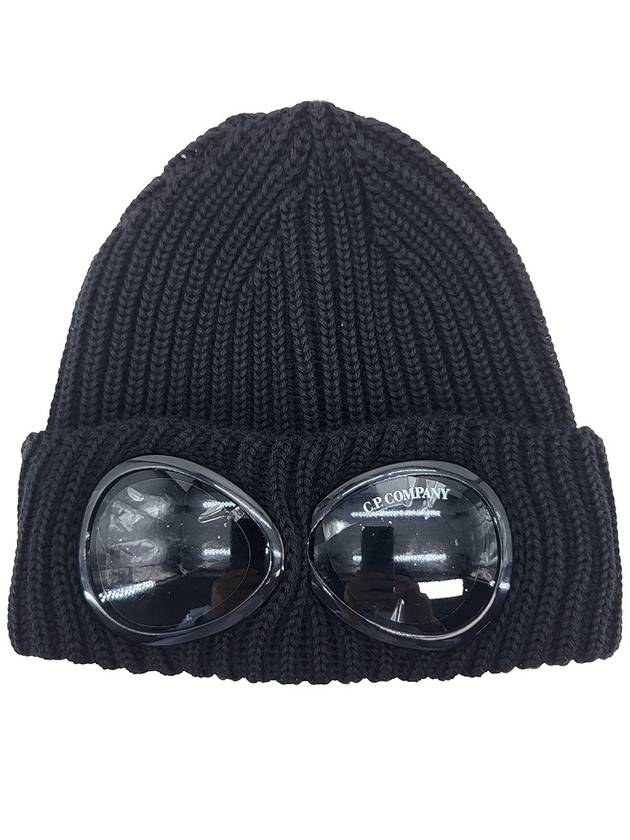 Extra Fine Merino Wool Goggle Beanie Black - CP COMPANY - BALAAN 7