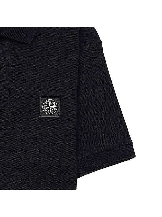 Pique Stretch Cotton Short Sleeve Polo Shirt Black - STONE ISLAND - BALAAN 8