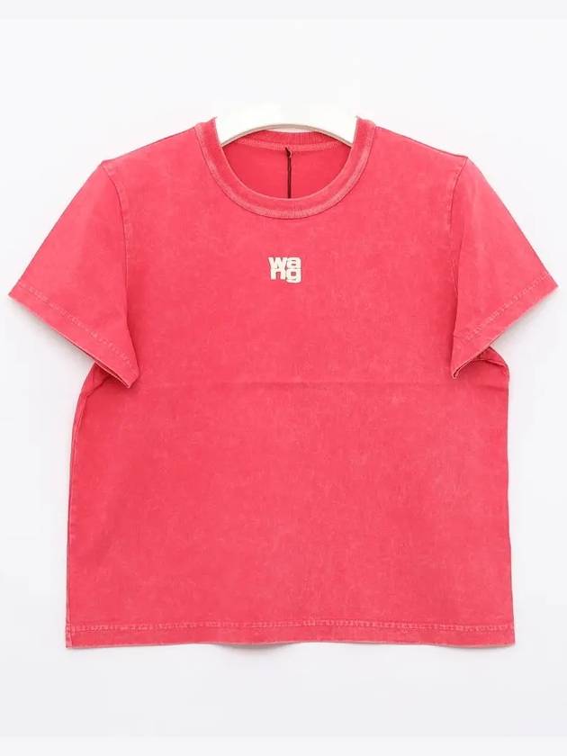 Logo Shrunken Cotton Jersey Short Sleeve T-Shirt Cherry - ALEXANDER WANG - BALAAN 4