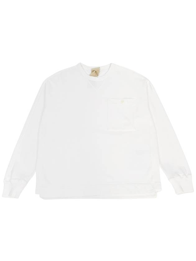 Men's Pocket Crew Neck Cotton Sweatshirt White - TEN C - BALAAN 2