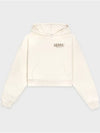 Women's SRWC Logo Cropped Hooded Top Beige - SPORTY & RICH - BALAAN 3