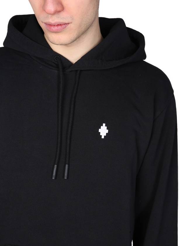 Logo Print Cross Regular Hoodie Black - MARCELO BURLON - BALAAN 5