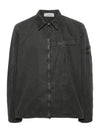 Organic Cotton Shirt Zip Up Jacket Black - STONE ISLAND - BALAAN 2