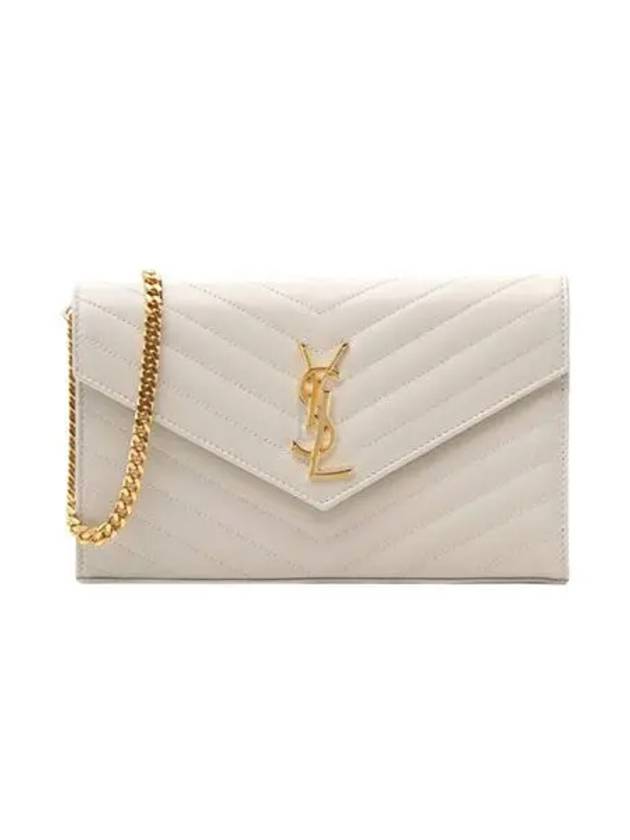 Monogram Matelasse Chain Shoulder Bag White - SAINT LAURENT - BALAAN 2