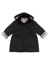 Kids Corduroy Collar Diamond Hooded Quilted Jacket Black - BURBERRY - BALAAN 4